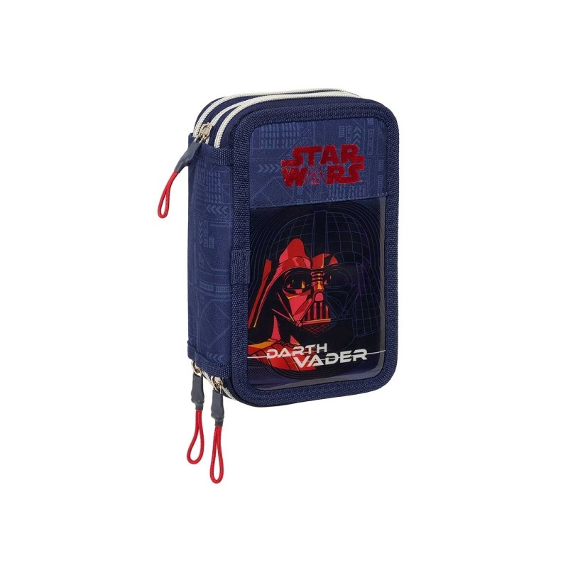 Safta Star Wars Astuccio a 3 ripiani - 37 pezzi - Gomma - Matita - 2 penne a sfera - Temperamatite - 2 righelli - 16 mat