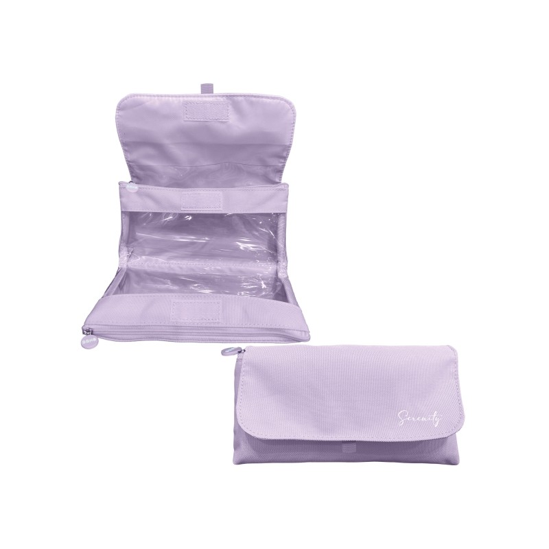 Dohe Serenity Borsa portaoggetti doppia - Patta con tasca interna - Cerniera - Finestre trasparenti - Poliestere - 22x11