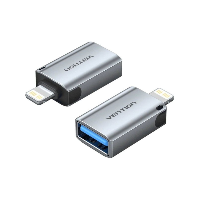 Adattatore Vention per Apple - Lightning maschio - USB-A femmina - Funzione OTG - Alluminio - Colore grigio