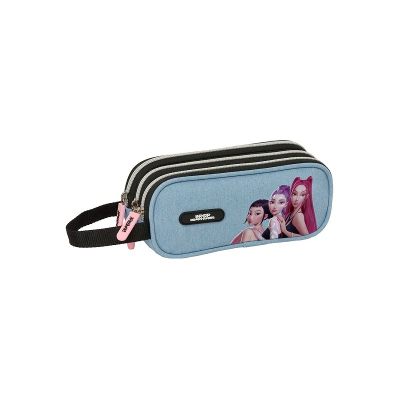 Safta K-Pop Demon Hunters Huntr/X Borsa multiuso - 3 scomparti con cerniera - Manico laterale - 21x8.5x7 cm - Colore azz