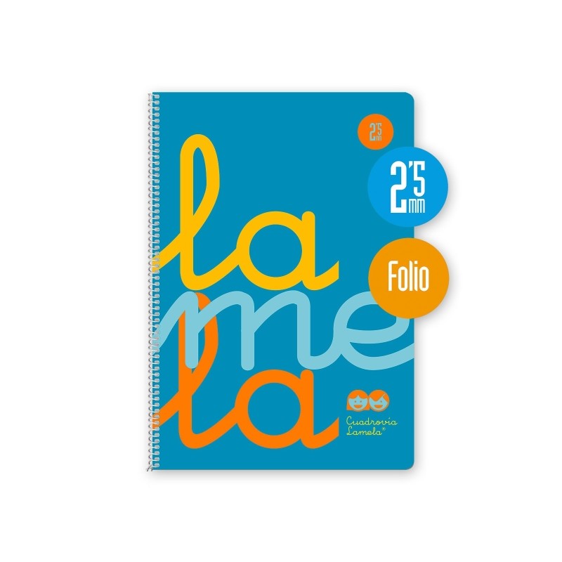 Lamela - Quaderno a spirale con 80 fogli da 90 g/m² con margine - Formato Folio - Righe a quattro linee da 2.5 mm - Cop