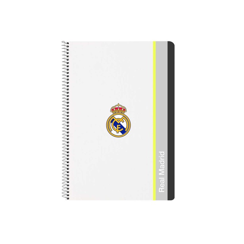 Safta Real Madrid Quaderno a spirale - Copertina rigida - 80 fogli A4 a quadretti 4x4 mm - Formato Folio - 21.5x31x1 cm 