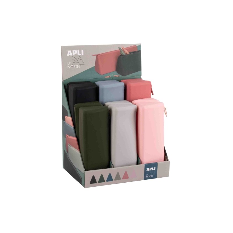 Apli Up North Espositore da 12 custodie triangolari in silicone - Impermeabili - Dimensioni 80x220x60 mm - Colori assort