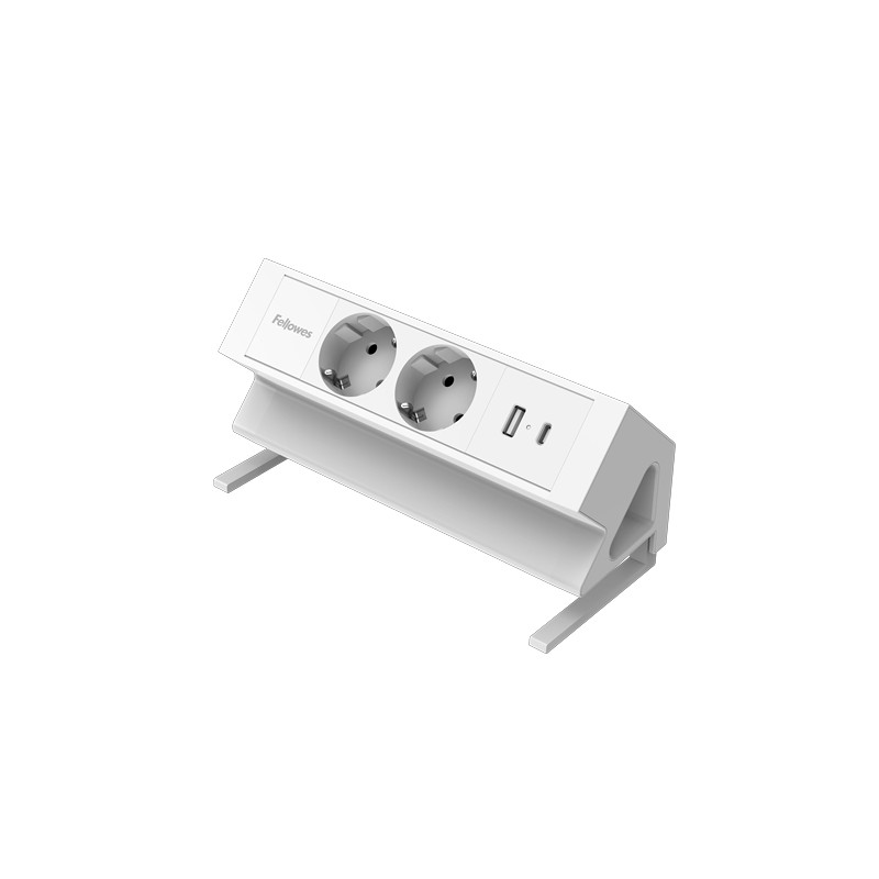 Fellowes Multipresa da tavolo a 2 prese - USB-A - USB-C - Cavo da 2 m - Morsetto per scrivanie da 10 a 45 mm - 19.64 x 9