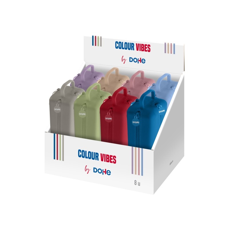 Dohe Vibes Espositore con 8 tasche portaoggetti - 4 cerniere - Maniglia in gomma - Silicone morbido al tatto - Maniglia 