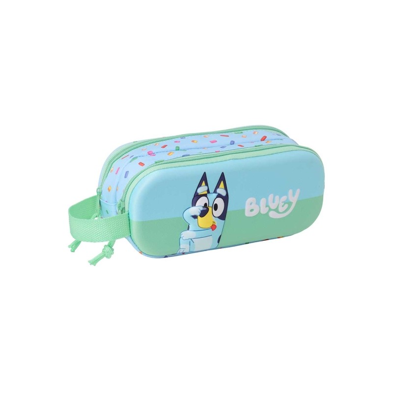 Safta Bluey Borsa portaoggetti 3D da 1 L - 2 scomparti - Chiusura con cerniera - Manico - 21x8x6 cm - Colore azzurro chi