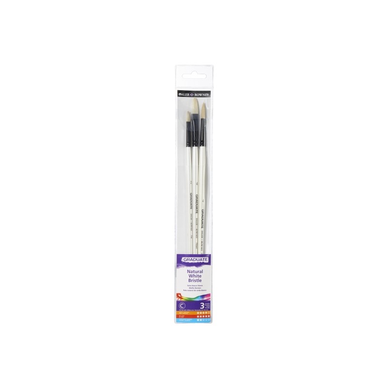 Daler Rowney Graduate Pack da 3 pennelli per pittura a olio - Setole naturali - Manico lungo