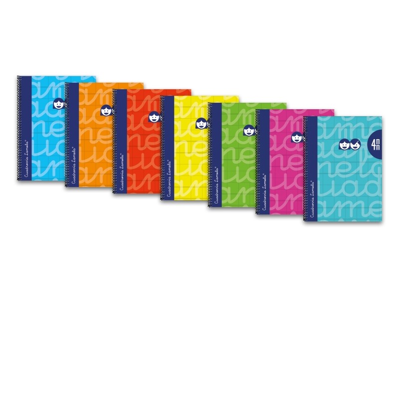 Lamela - Confezione da 6 quaderni a spirale con 80 fogli da 90 g/m² con margini - Formato quarto - Righe a quattro line