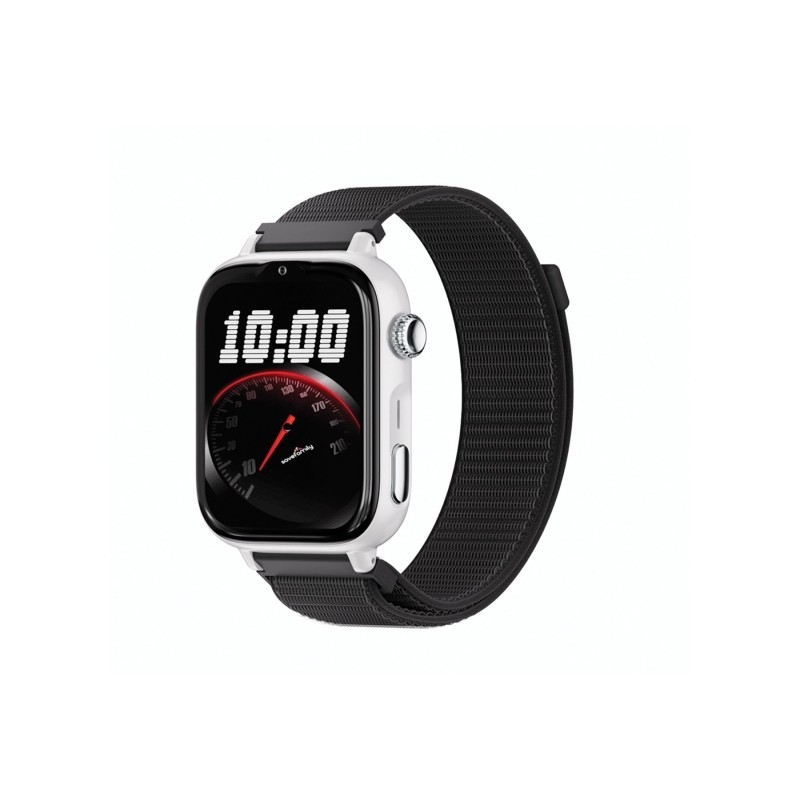 Savefamily Smartwatch per bambini SaveWatch Plus 2 - Schermo AMOLED - Cassa bianca - Cinturino in tessuto nero