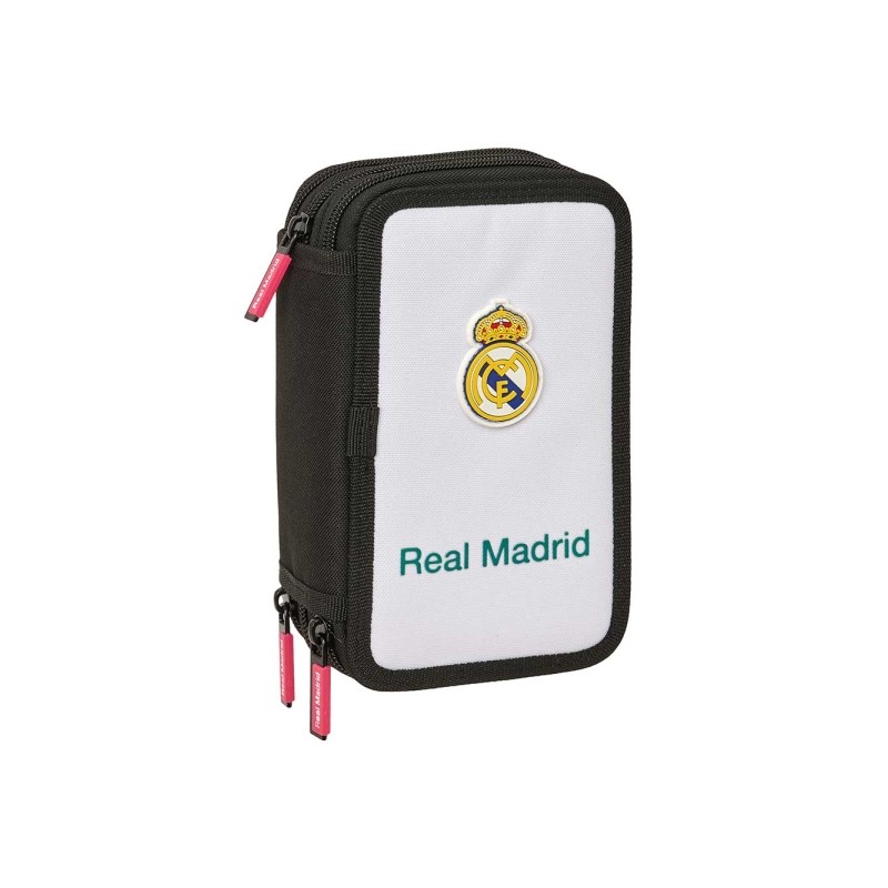 Safta Real Madrid Divisa 26/27 Astuccio a 3 scomparti - 37 pezzi - Gomma - Matita - 2 penne a sfera - Temperamatite - 2 