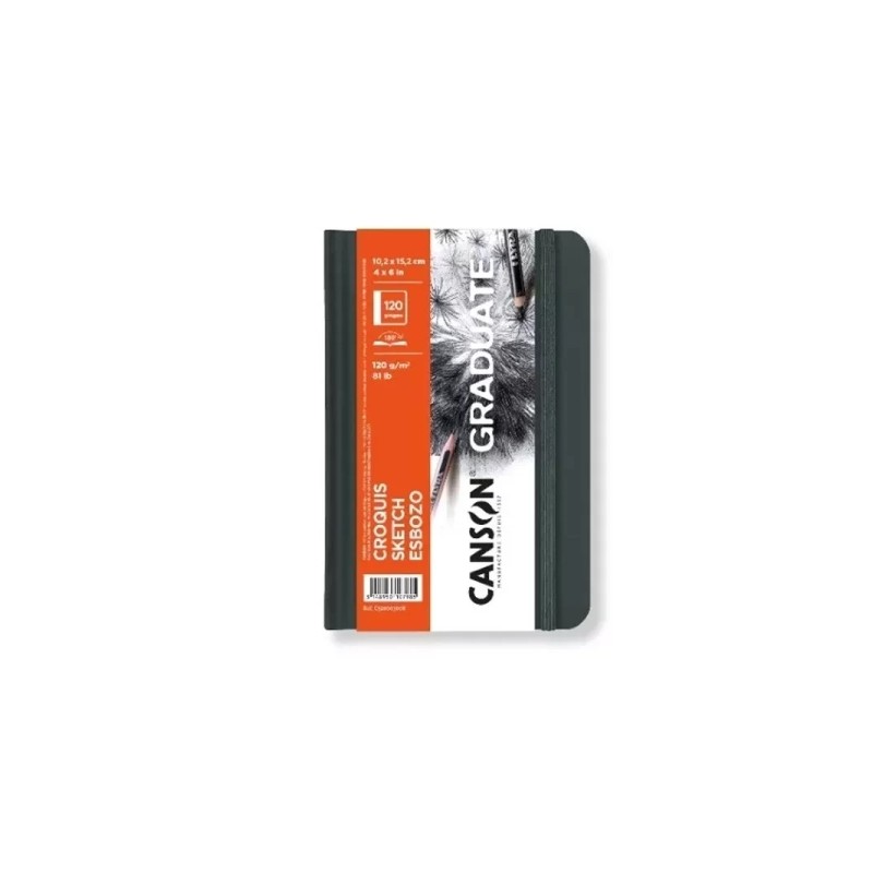 Canson Graduate Sketch Quaderno da 60 fogli - 10.2x15.2 cm - 120 g - Grana fine - Copertina rigida - Colore bianco