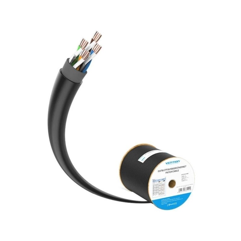 Vention Bobina di cavo di rete Ethernet - Lunghezza 305 m - Cat6 UTP - 23 AWG - Velocità fino a 1 Gbps - Colore: nero