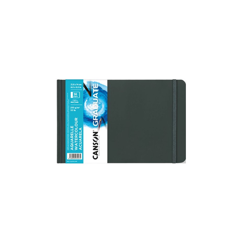 Canson Graduate Acquerello - Quaderno da 28 fogli - 21.6x14 cm - 250 g - Grana fine - Colore bianco