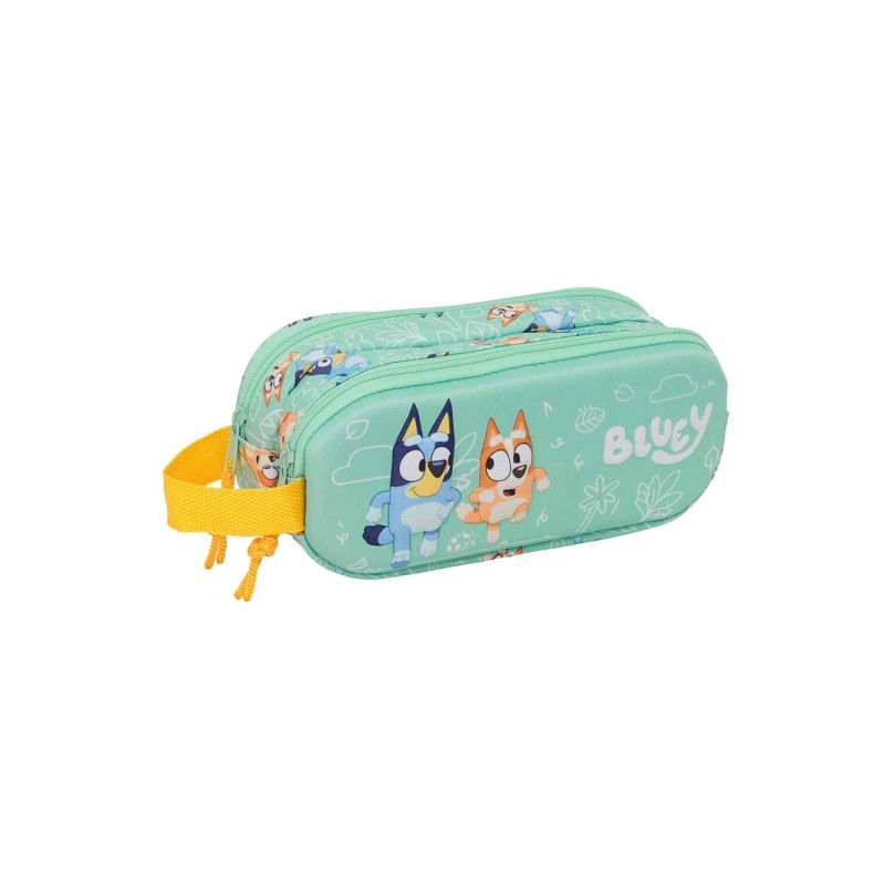 Safta Bluey Portatutto 3D - 2 scomparti con cerniera - Manico laterale - Capacità 1 L - 21x8x6 cm - Colore menta