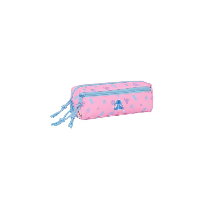 Safta Stitch Bright Portatutto - 3 scomparti con cerniera - Elastico - 0.98 L - 220x60x85 mm - Colore rosa