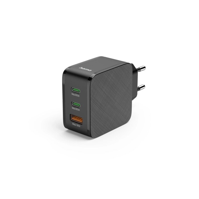 Caricabatterie da muro Hama - Potenza 65 W - 2 porte USB-C - USB-A - Power Delivery - Qualcomm - Colore: nero