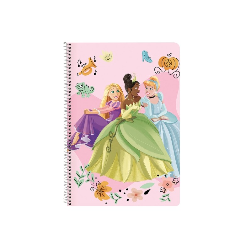 Safta Disney Princess Magical - Quaderno a spirale - 80 fogli a quadretti 4x4 mm - Copertina rigida laminata - 80 g/m² 