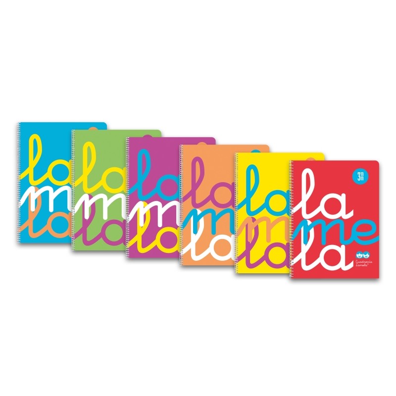 Lamela - Confezione da 6 quaderni a spirale con 80 fogli da 90 g/m² con margini - Formato Folio - Righe a quadretti da 