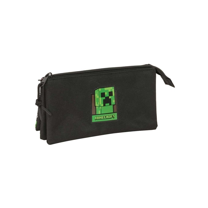 Safta Minecraft Borsa multiuso - 3 scomparti con cerniera - Tasca interna - 0.6 L - 220x30x120 mm - Colore: nero