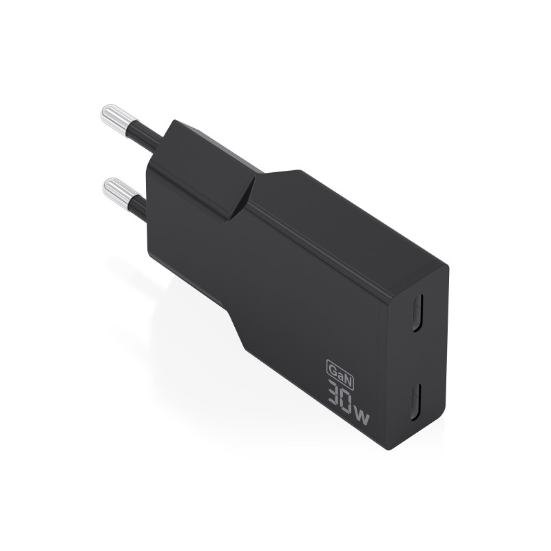 Caricabatterie da muro Aisens - 30 W - GaN - 2xUSB-C - Power Delivery 3.0 - Ultra sottile - Protezioni di sicurezza mult