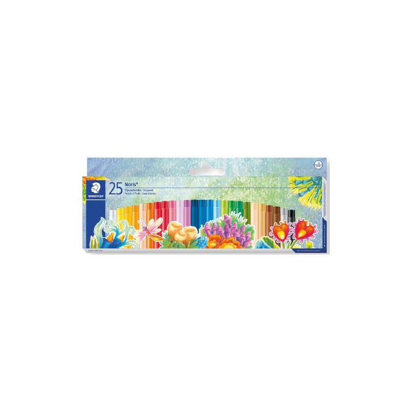 Staedtler Noris 241 Confezione da 25 pastelli a cera morbidi - Diametro 8 mm - Resistenti alla rottura - Colori assortit