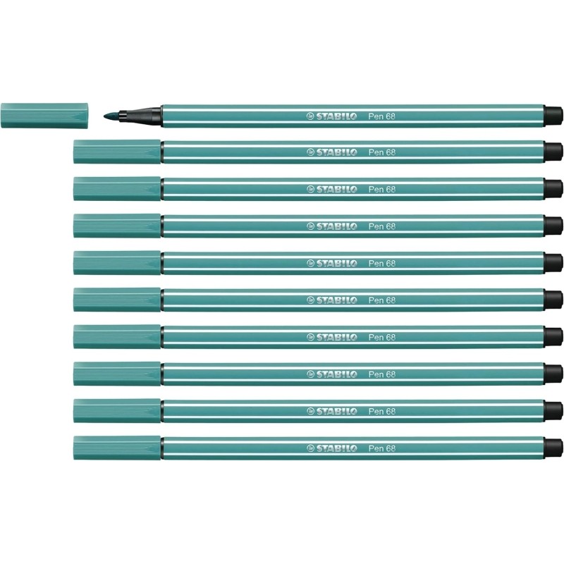 Stabilo Pen 68 Pennarello a punta in fibra - Larghezza tratto circa 1 mm - Inchiostro a base d'acqua - Colore turchese