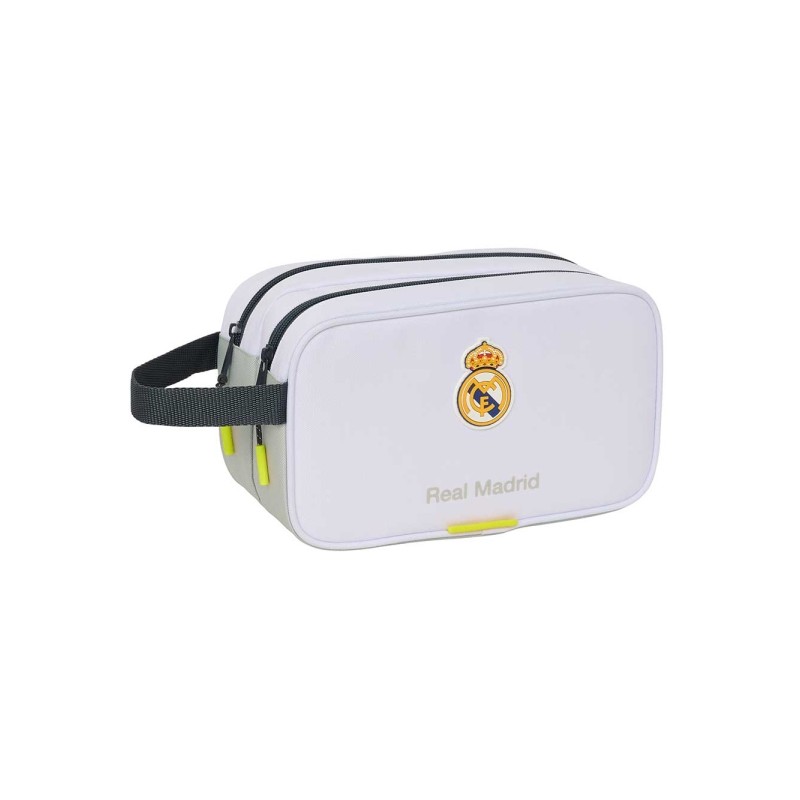 Safta Real Madrid Borsa da viaggio da 5 L - 2 scomparti - Manico - Chiusura a cerniera - 26x15x12.5 cm - Colore bianco e