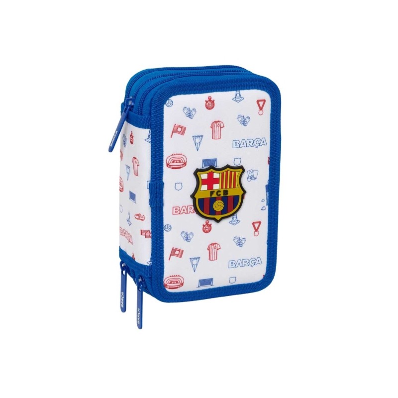 Safta F.C. Barcelona Astuccio a 3 scomparti per la scuola dell'infanzia - 37 pezzi - Gomma - Matita - 2 penne a sfera - 