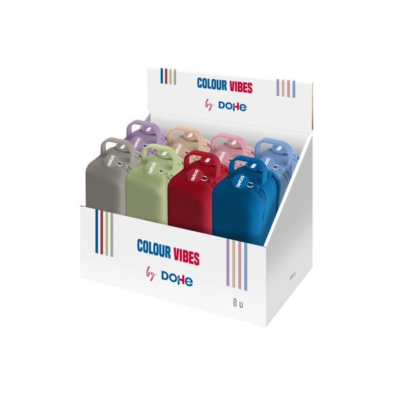 Dohe Colour Vibes Espositore con 8 tasche portaoggetti - 2 cerniere - Maniglia in gomma - Silicone morbido al tatto - Ma