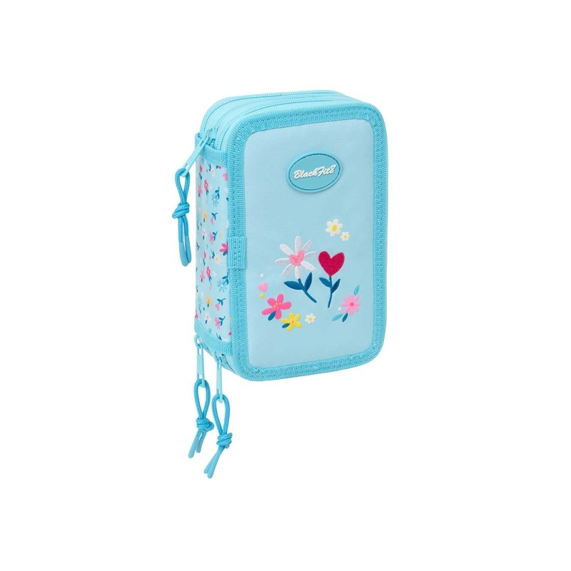 Safta Blackfit8 Petalos Astuccio a 3 ripiani - 37 pezzi - Gomma - Matita - 2 penne a sfera - Temperamatite - 2 righelli 