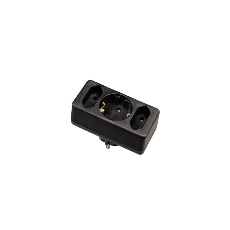 Hama Multipresa da parete con 3 prese - 1x Schuko - 2x Tipo C - Colore nero