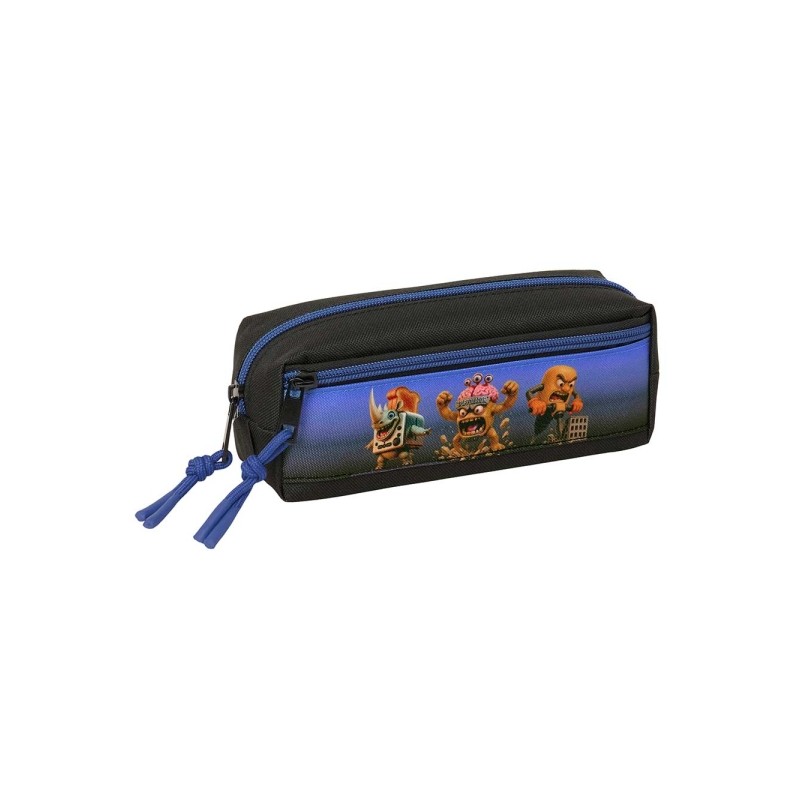 Safta Brainrot Borsa portaoggetti - 3 scomparti con cerniera - Elastico - Compatta - 22x8.5x6 cm - Colore: nero e blu