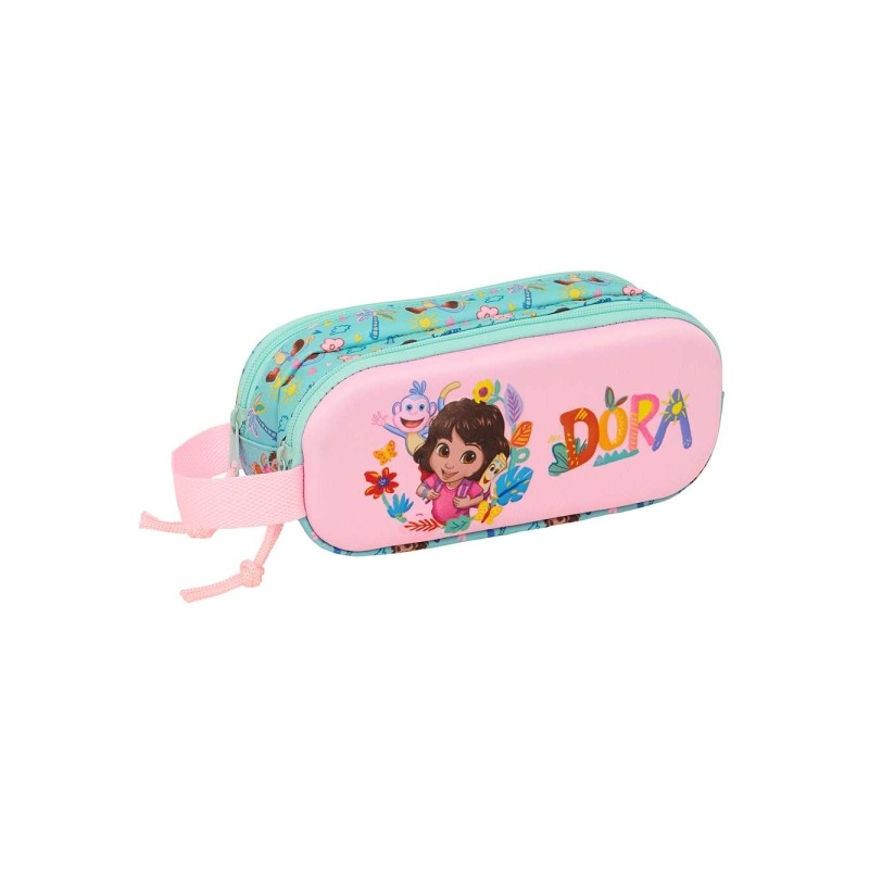 Safta Dora Portatutto 3D - 2 scomparti con cerniera - Manico laterale - Capacità 1 L - 21x8x6 cm - Colore turchese chia