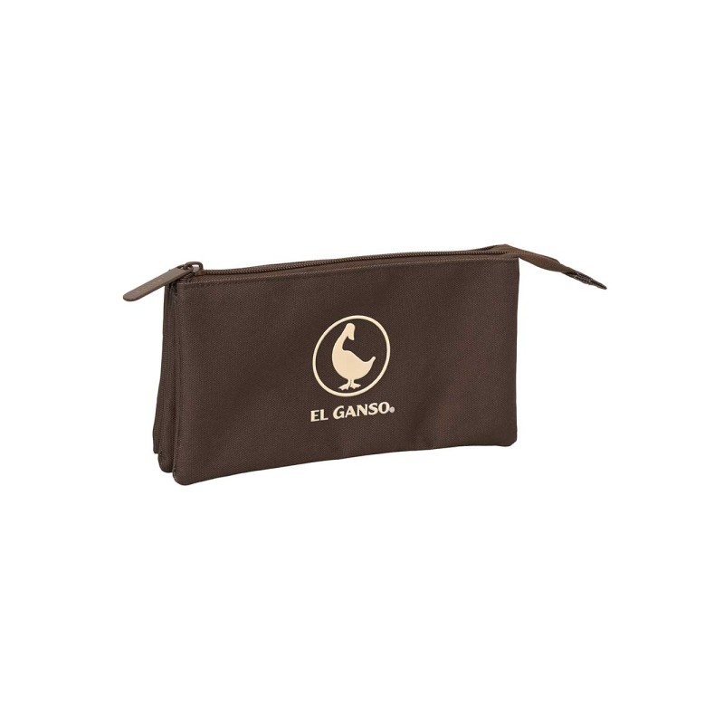 Safta el Ganso Basics Borsa multiuso - 3 scomparti con cerniera - Tasca interna centrale - 22x12x3 cm - Colore cioccolat