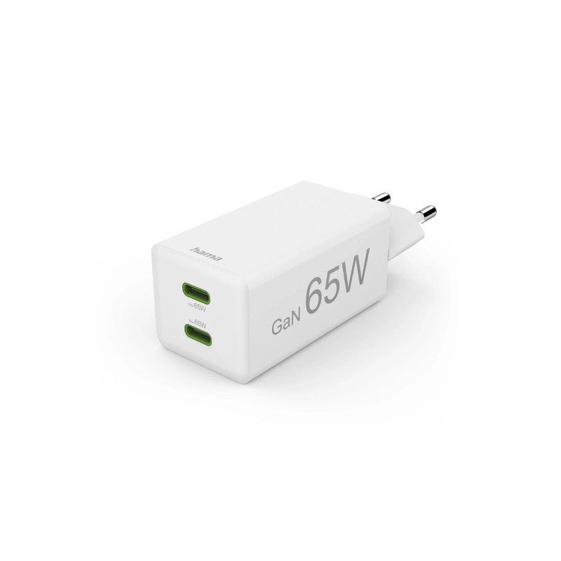 Caricabatterie da muro Hama - Potenza 65 W - USB-C - GaN - Power Delivery - Qualcomm - GaN - Colore: bianco