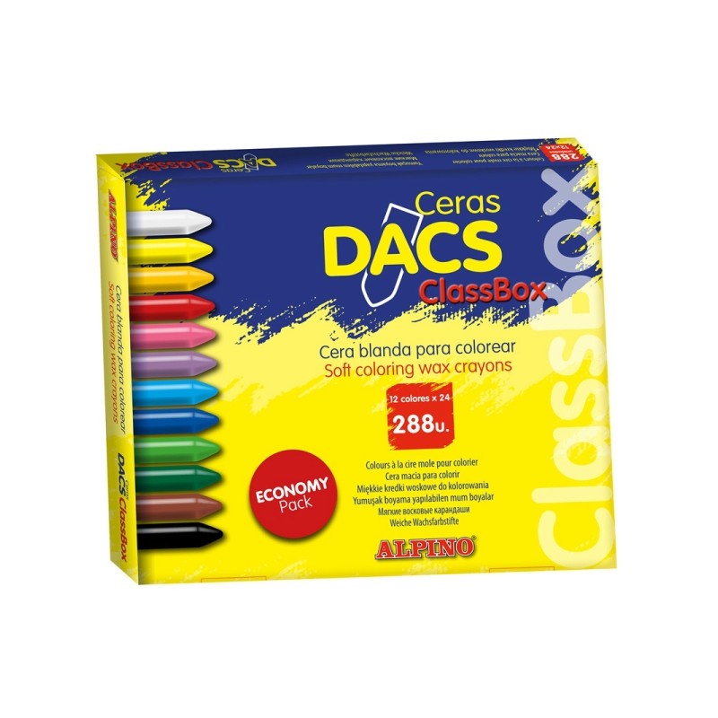 Alpino Dacs Confezione risparmio da 288 pastelli morbidi colorati - Consistenza cremosa - Miscelabili - Tratto morbido e