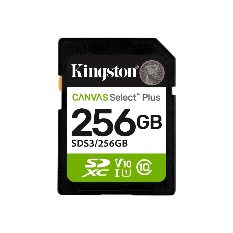 Scheda SDXC Kingston da 256 GB. UHS-I. Classe 10. 150 MB/s. Canvas Select Plus