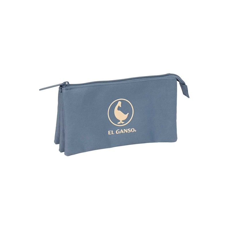 Safta el Ganso Basics Borsa multiuso - 3 scomparti con cerniera - Tasca interna centrale - 22x12x3 cm - Colore: blu host