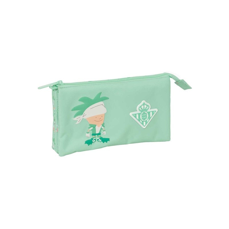 Safta Real Betis Balompie Borsa per la scuola materna - 3 scomparti con cerniera - Tasca interna centrale - 22x12x3 cm -