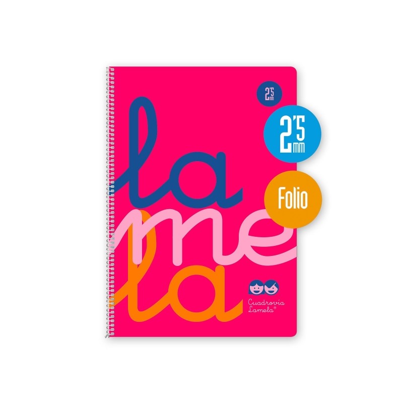 Lamela - Quaderno a spirale con 80 fogli da 90 g/m² con margine - Formato Folio - Righe a quattro linee da 2.5 mm - Cop