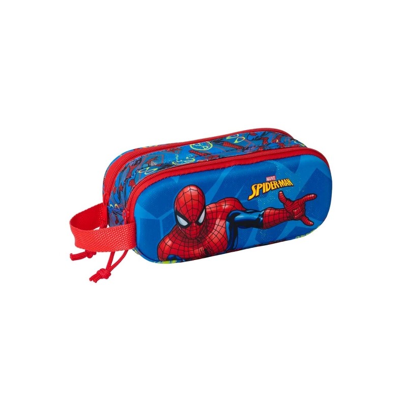 Safta Spider-Man Borsa portaoggetti 3D da 1 L - 2 scomparti - Chiusura a cerniera - Manico - 21x8x6 cm - Colore: rosso e