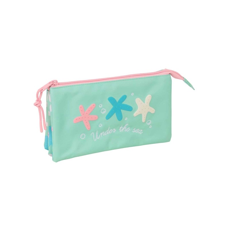 Safta Estrellas Portatutto - 3 scomparti con cerniera - Tasca interna centrale - 22x12x3 cm - Colore verde