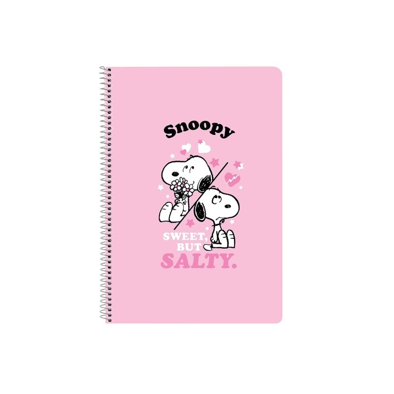 Safta Snoopy Taccuino a spirale - Formato Folio - 80 fogli da 80 g/m² - Quadrettatura 4x4 mm - Copertina rigida laminat