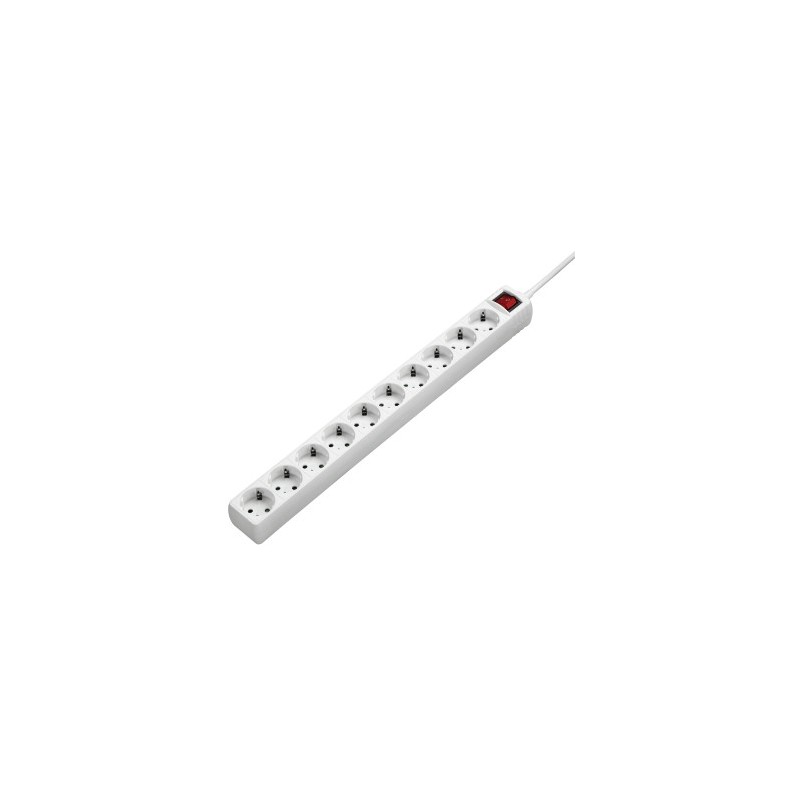 Hama Multipresa con 10 prese - Cavo da 3 m - Tensione 230 V - Interruttore illuminato - Colore bianco