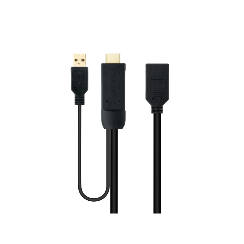 Cavo nano convertitore da HDMI a DisplayPort V1.2 - HDMI A maschio - DisplayPort femmina + USB-A - 20 cm - Colore: nero