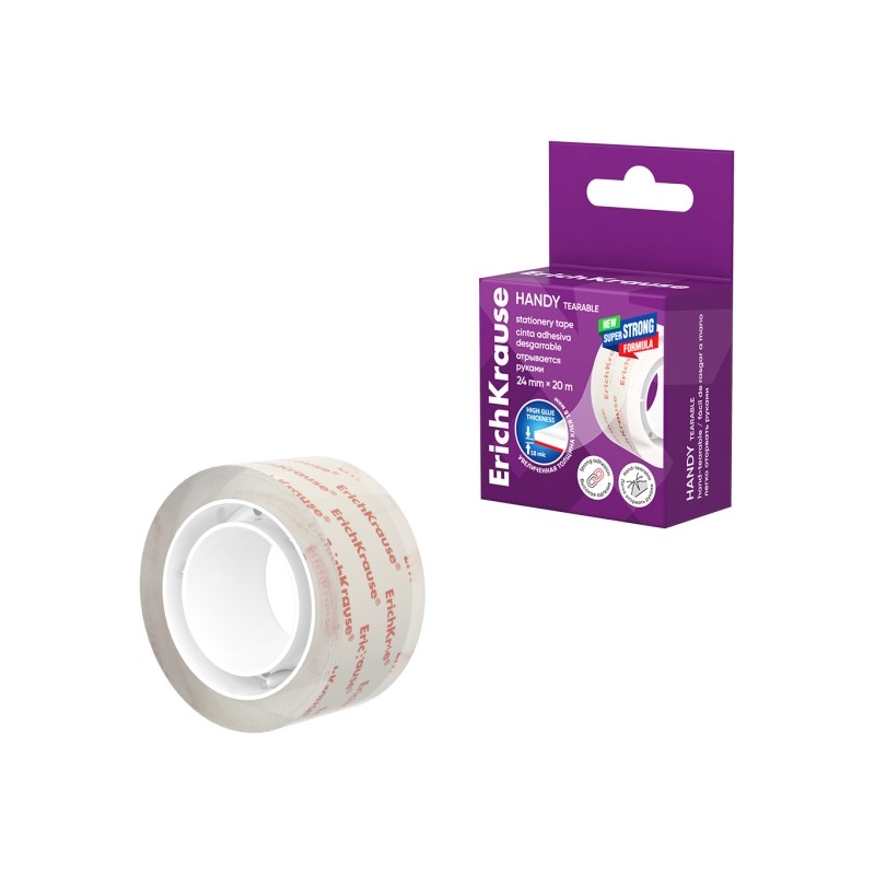 Nastro adesivo ErichKrause Handy. strappabile - Elevata adesività - Larghezza 24 mm - 20 metri - Resistente allo strapp