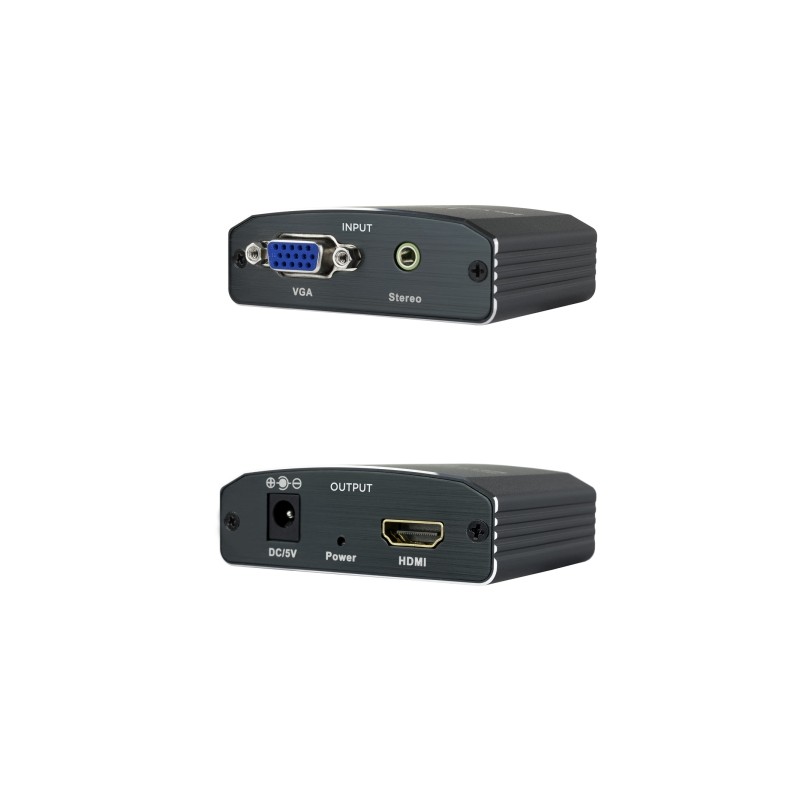 Cavo nano convertitore video - da VGA e audio a HDMI - jack da 3.5 mm - alimentazione esterna - connettori femmina - col
