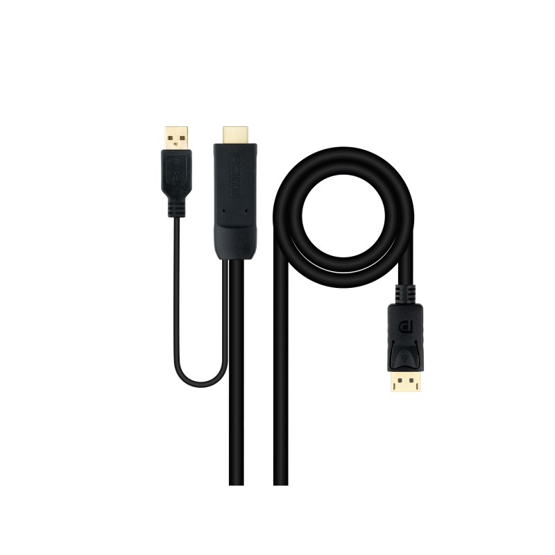 Cavo convertitore video Nanocable - da HDMI 2.0 a DisplayPort 1.2 - Lunghezza 1.8 m - Maschio-maschio - Alimentazione ag