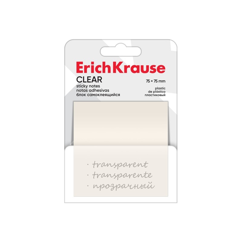 ErichKrause Clear Bloc. confezione da 50 foglietti adesivi riposizionabili - Plastica - 75x75 mm - Colla a base d'acqua 