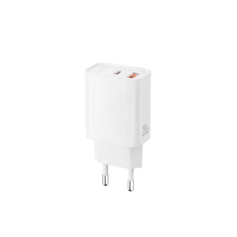XO L161 Caricabatterie da muro - USB-A 18 W - USB-C 20 W - Ricarica rapida - ABS - Colore bianco